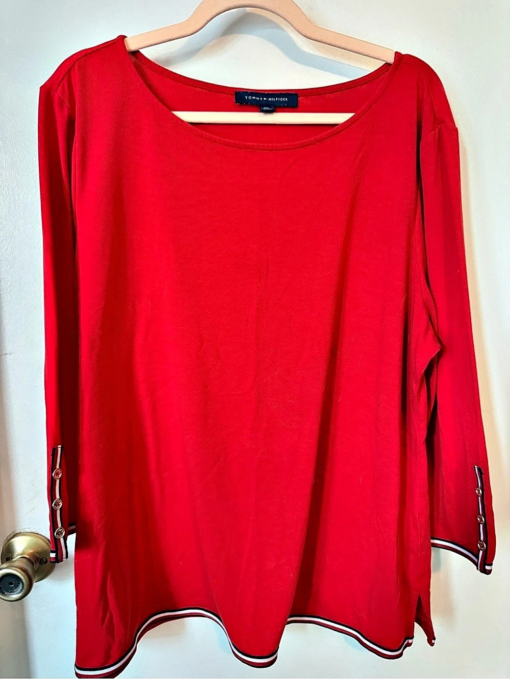 Tommy Hilfiger Red Long Sleeve Top Size XXL